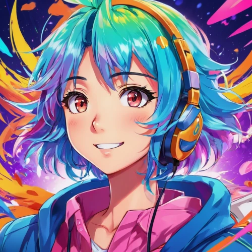 hatsune miku,vocaloid,miku,colorful background,portrait background,rainbow background,edit icon,headphone,rainbow pencil background,colorful daisy,colorful heart,piko,life stage icon,vivid,background colorful,colorful stars,colorful,phone icon,aqua,earphone,Illustration,Japanese style,Japanese Style 03