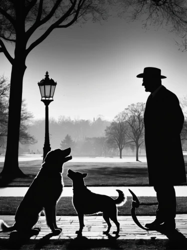 boy and dog,dog walker,animal silhouettes,toy manchester terrier,walking dogs,sherlock holmes,companion dog,film noir,hanover hound,kerry blue terrier,old english terrier,dog illustration,welsh cardigan corgi,manchester terrier,dog walking,holmes,dog street,dog photography,teddy roosevelt terrier,smooth fox terrier,Illustration,Black and White,Black and White 33