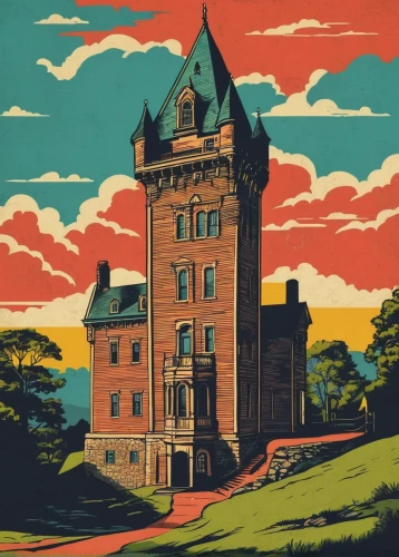press castle,chateau,castles,château,castle bran,castle,drum castle,house silhouette,summit castle,gold castle,knight's castle,bethlen castle,house painting,ghost castle,witch's house,scottish folly,castel,fairy tale castle,travel poster,knight house,Illustration,American Style,American Style 10