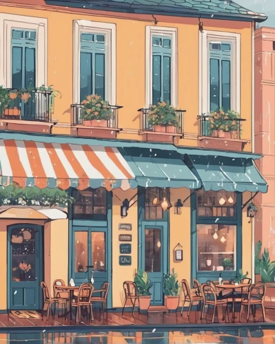 watercolor cafe,paris cafe,watercolor tea shop,watercolor paris balcony,watercolor paris,parisian coffee,watercolor shops,colored pencil background,bistro,watercolor paris shops,french digital background,portofino,bistrot,a restaurant,facade painting,provence,venezia,burano,coffee shop,italian painter,Illustration,Japanese style,Japanese Style 06