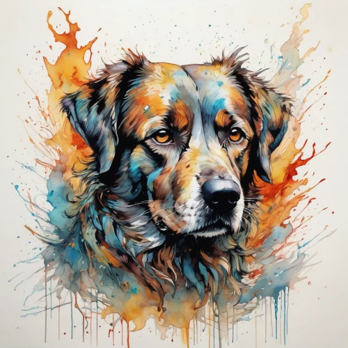 watercolor dog,dog illustration,dog drawing,australian shepherd,nova scotia duck tolling retriever,retriever,golden retriever,color dogs,canidae,pet portrait,spaniel,golden retriver,basset fauve de bretagne,tibetan mastiff,animal portrait,collie,english shepherd,clumber spaniel,field spaniel,english setter,Illustration,Paper based,Paper Based 13