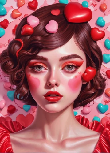 queen of hearts,heart candy,valentine pin up,puffy hearts,neon valentine hearts,heart cherries,painted hearts,valentine day's pin up,heart candies,candy apple,petal,heart balloons,digital painting,red heart,bleeding heart,heart cream,fantasy portrait,candy hearts,coral bells,maraschino,Conceptual Art,Daily,Daily 15