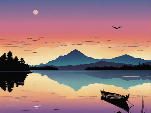 landscape background,lake mcdonald,evening lake,tofino,background vector,mountain lake,mountain sunrise,vermilion lakes,dusk background,world digital painting,mountainlake,british columbia,high mountain lake,beautiful lake,alaska,boat landscape,alpine sunset,vancouver island,crater lake,montana,Illustration,Vector,Vector 14