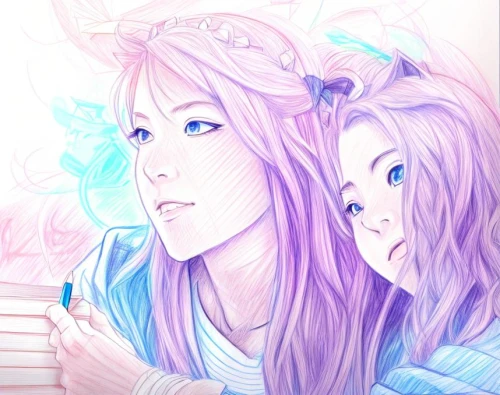 prince and princess,fairies,boy and girl,unicorn and rainbow,luka,princesses,fluttering hair,young couple,pastel colors,fantasy portrait,fairytale characters,purple and pink,david-lily,father and daughter,romantic portrait,pastels,soft pastel,little boy and girl,coloring,twin flowers,Design Sketch,Design Sketch,Character Sketch