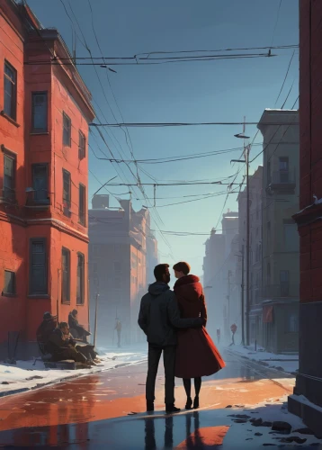 winter morning,red square,the red square,winter background,snow scene,winter light,snowfall,warmth,snowstorm,cityscape,red string,romantic scene,digital painting,russian winter,loving couple sunrise,red brick,winter dream,world digital painting,stroll,red coat,Conceptual Art,Sci-Fi,Sci-Fi 07