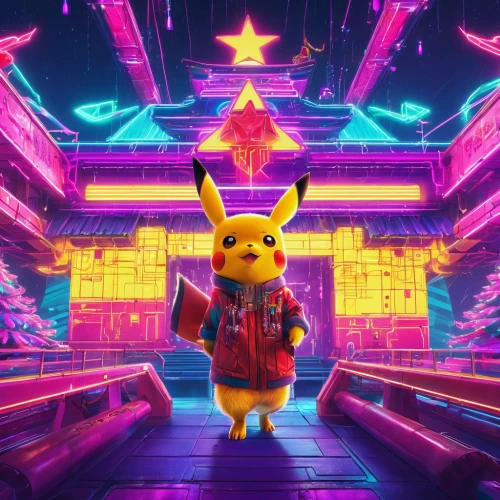 pixaba,pikachu,pika,magical adventure,abra,cyberpunk,pokémon,guardians of the galaxy,stud yellow,retro background,pokemon,game art,cg artwork,arcade games,checkered background,fantasy city,cinema strip,4k wallpaper,zoom background,pac-man,Conceptual Art,Sci-Fi,Sci-Fi 27