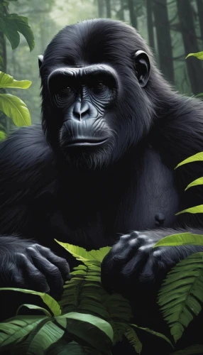 gorilla,common chimpanzee,bonobo,cercopithecus neglectus,chimpanzee,primate,ape,siamang,silverback,great apes,chimp,gibbon 5,rwanda,anthropomorphized animals,primates,colobus,uganda,celebes crested macaque,kong,langur,Conceptual Art,Fantasy,Fantasy 32