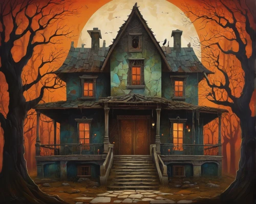 witch's house,witch house,the haunted house,haunted house,halloween scene,crooked house,halloween illustration,house silhouette,creepy house,the threshold of the house,house in the forest,halloween poster,lonely house,ancient house,apartment house,doll's house,two story house,haunted castle,halloween background,house painting,Art,Artistic Painting,Artistic Painting 29