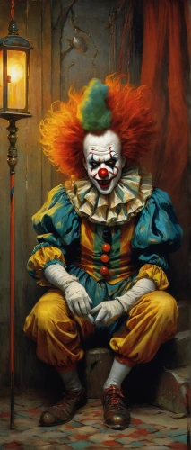 horror clown,scary clown,creepy clown,it,clown,rodeo clown,clowns,ronald,trickster,joker,ringmaster,juggler,syndrome,marionette,jack in the box,mcdonald,circus,circus animal,comedy and tragedy,big top,Art,Classical Oil Painting,Classical Oil Painting 42