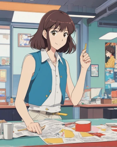 euphonium,convenience store,haruhi suzumiya sos brigade,salesgirl,waitress,ice cream shop,kawaii foods,ice cream stand,mako,star kitchen,fastfood,anime japanese clothing,miku maekawa,typesetting,deli,coloring,soda shop,ice cream parlor,mikuru asahina,furikake,Illustration,Japanese style,Japanese Style 06