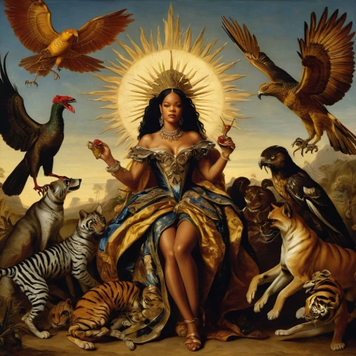 she feeds the lion,the american indian,african american woman,orientalism,emancipation,lupe,american indian,shamanic,peruvian women,goddess of justice,mythological,sacred art,tantra,cleopatra,animalia,warrior woman,black woman,apollo and the muses,album cover,david bates,Art,Classical Oil Painting,Classical Oil Painting 37
