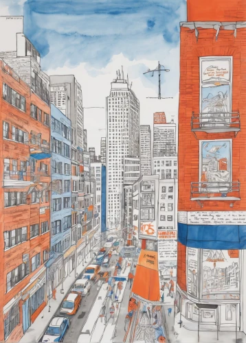 city scape,colored pencil background,watercolor shops,flatiron,flatiron building,urban landscape,city corner,highline,city buildings,meatpacking district,new york streets,cityscape,watercolor sketch,pencil color,townscape,city view,big city,colorful city,metropolises,photo painting,Photography,Fashion Photography,Fashion Photography 26