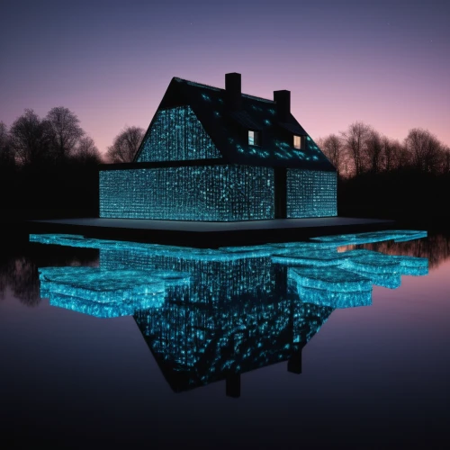 mirror house,house with lake,pool house,moated,house hevelius,water cube,frisian house,reflection in water,moated castle,house by the water,water mill,house of the sea,reflecting pool,danish house,sunken church,blackhouse,zuiderzeemuseum,reflection of the surface of the water,brick house,house silhouette,Photography,Artistic Photography,Artistic Photography 10