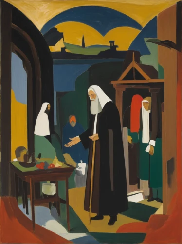 the annunciation,benedictine,nuns,pilgrims,church painting,carmelite order,the abbot of olib,candlemas,carthusian,nativity,contemporary witnesses,holy family,woman holding pie,archimandrite,monks,pilgrim,medicine icon,praying woman,eucharist,nativity of christ,Art,Artistic Painting,Artistic Painting 41