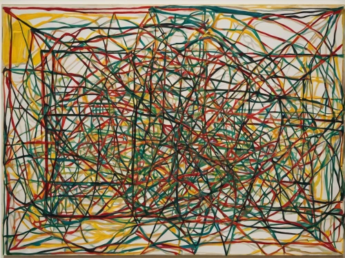 tangle,klaus rinke's time field,cellophane noodles,modern art,abstract painting,abstract artwork,frame drawing,twine,anellini,abstract art,neural pathways,elastic bands,crayon frame,art with points,abstraction,fragmentation,wire entanglement,colored crayon,modern pop art,bombay mix,Conceptual Art,Oil color,Oil Color 15