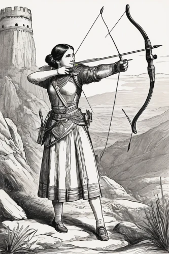 bow and arrows,archery,warrior woman,female warrior,bows and arrows,field archery,longbow,swordswoman,3d archery,bow and arrow,archer,bow arrow,target archery,thracian,compound bow,artemis,assyrian,erhu,scythe,quarterstaff,Illustration,Retro,Retro 22