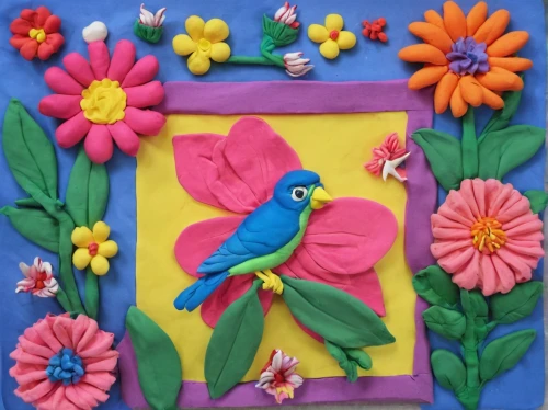floral and bird frame,felted easter,flower and bird illustration,edible parrots,felt flower,decoration bird,bird painting,blue birds and blossom,spring bird,flower painting,bird flower,painted bunting,colorful birds,flower art,blue parakeet,plasticine,macaw hyacinth,scrapbook flowers,tropical bird climber,easter bunting,Unique,3D,Clay