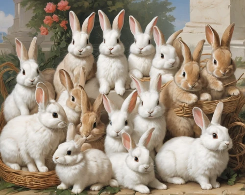 easter rabbits,rabbits and hares,rabbits,rabbit family,bunnies,hares,hare field,european rabbit,female hares,peter rabbit,hare window,happy easter hunt,lepus europaeus,american snapshot'hare,rabbit ears,domestic rabbit,audubon's cottontail,white rabbit,flemish,easter brunch,Art,Classical Oil Painting,Classical Oil Painting 02