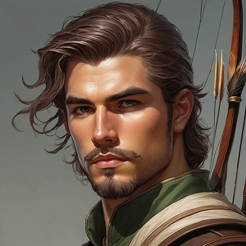 male elf,fantasy portrait,konstantin bow,musketeer,archer,male character,robin hood,lokportrait,swordsman,digital painting,bow and arrows,heroic fantasy,bard,world digital painting,cg artwork,fantasy art,romantic portrait,longbow,cullen skink,athos,Illustration,Realistic Fantasy,Realistic Fantasy 03