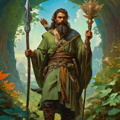druid,the wanderer,thorin,male elf,saint patrick,gardener,dwarf sundheim,druid grove,elven,quarterstaff,mountain guide,fantasy portrait,heroic fantasy,adventurer,forest man,druids,the wizard,east-european shepherd,wanderer,hobbit,Conceptual Art,Fantasy,Fantasy 05