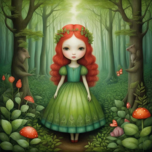fairy forest,faery,little girl fairy,fairy tale character,rosa 'the fairy,faerie,rosa ' the fairy,garden fairy,forest clover,fairy queen,dryad,fae,fairy world,forest background,enchanted forest,fairy,child fairy,children's fairy tale,redhead doll,girl with tree,Illustration,Abstract Fantasy,Abstract Fantasy 06