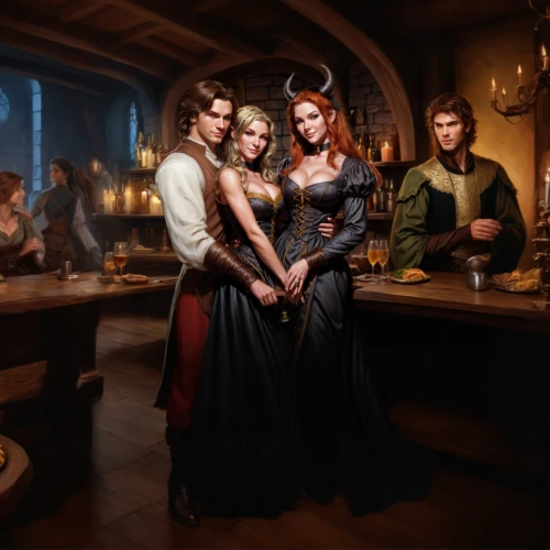 tavern,pub,game illustration,massively multiplayer online role-playing game,wine tavern,candlemaker,mahogany family,tabletop game,nightshade family,hobbiton,celebration of witches,drinking party,fantasy picture,throughout the game of love,mulberry family,barmaid,the dawn family,the pub,dinner party,cg artwork