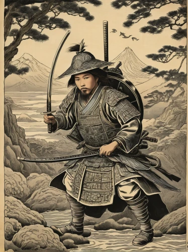 yi sun sin,shuanghuan noble,xing yi quan,taijiquan,cool woodblock images,swordsman,xiangwei,samurai,luo han guo,korean history,chinese art,han bok,baguazhang,oriental painting,samurai fighter,haidong gumdo,yangqin,tai qi,bianzhong,genghis khan,Illustration,Retro,Retro 24