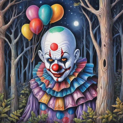 creepy clown,scary clown,horror clown,it,clown,rodeo clown,clowns,cirque,big top,jigsaw,jester,circus,trickster,balloon,balloon head,circus animal,chalk drawing,juggler,jigsaw puzzle,balloon trip,Conceptual Art,Daily,Daily 17