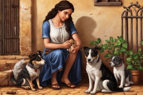 girl with dog,english shepherd,east-european shepherd,oil painting on canvas,holy family,black shepherd,the good shepherd,italian painter,ancient dog breeds,oil painting,art painting,bohemian shepherd,argan tree,the prophet mary,small greek domestic dog,carpathian shepherd dog,companion dog,praying woman,romantic portrait,good shepherd,Conceptual Art,Fantasy,Fantasy 27