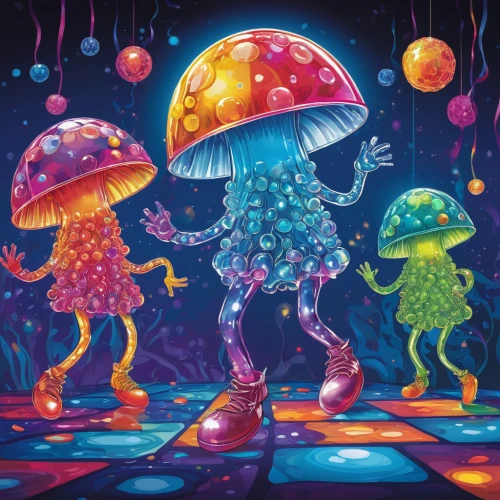 club mushroom,toadstools,mushroom landscape,psychedelic art,mushrooms,amanita,fairy galaxy,fairy world,mushroom island,toadstool,disco,situation mushroom,blue mushroom,mushroom type,lsd,cirque,kids illustration,children's background,mushroom,parasols,Illustration,Black and White,Black and White 27