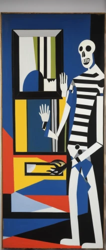 picasso,roy lichtenstein,man with a computer,cubism,skeleton hand,mime artist,dance of death,modern pop art,modern art,braque francais,art dealer,vanitas,holding a frame,cool pop art,glass painting,paintings,danse macabre,skeletal,art world,popular art,Art,Artistic Painting,Artistic Painting 39