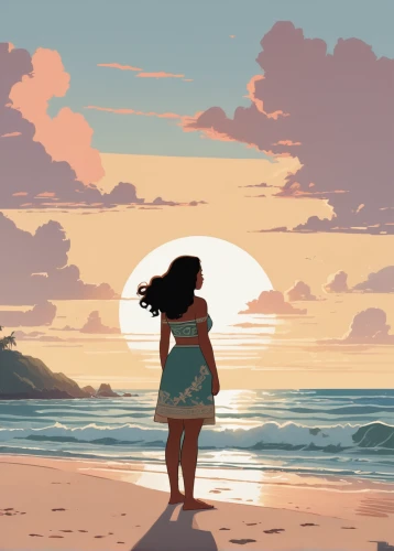 moana,beach background,beach walk,sun and sea,summer evening,summer background,beach scenery,seaside,dream beach,sunset,summer day,coast sunset,little girl in wind,summer sky,the beach pearl,sea breeze,sunset beach,by the sea,ocean view,sunset glow,Illustration,Vector,Vector 10