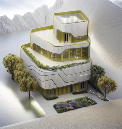 dunes house,eco hotel,cube stilt houses,solar cell base,hahnenfu greenhouse,cubic house,eco-construction,cube house,3d rendering,futuristic architecture,house in mountains,archidaily,school design,chinese architecture,admer dune,model house,residential house,house in the mountains,modern architecture,building valley