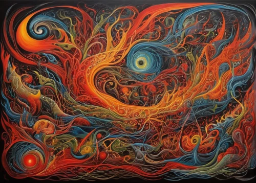 fire planet,colorful spiral,coral swirl,psychedelic art,swirls,vortex,swirling,mantra om,spiral nebula,abstract artwork,turmoil,dancing flames,fire mandala,indigenous painting,abstract painting,swirl,fire artist,cosmic eye,pachamama,lava,Illustration,Realistic Fantasy,Realistic Fantasy 40