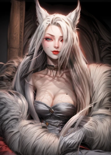 kitsune,fur clothing,white cat,fur,fox,huntress,feline,vampire lady,furry,cruella,cheshire,furta,vampire woman,silver fox,sand fox,white fur hat,samara,fur coat,gara,cute fox