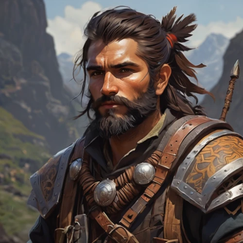 male character,male elf,witcher,mountain guide,dwarf sundheim,massively multiplayer online role-playing game,barbarian,the wanderer,east-european shepherd,dane axe,conquistador,mountaineer,mercenary,portrait background,grog,beard,heroic fantasy,konstantin bow,nomad,wind warrior