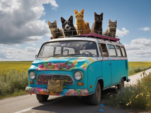 campervan,vintage cats,vwbus,volkswagenbus,road trip,roadtrip,caravanning,whimsical animals,animal train,cat european,tour bus service,school bus,pet vitamins & supplements,schoolbus,limousine,camping bus,camper van,cat lovers,minibus,cat family,Conceptual Art,Graffiti Art,Graffiti Art 02