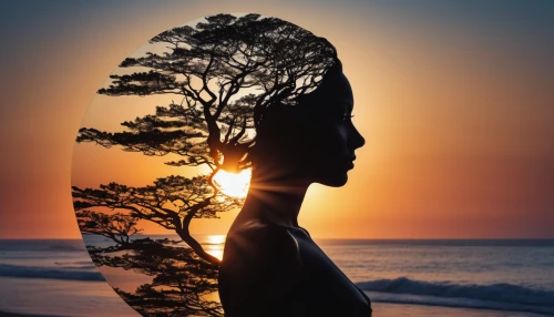 woman silhouette,girl with tree,silhouette of man,silhouette art,mermaid silhouette,tree silhouette,nature and man,women silhouettes,the silhouette,people in nature,silhouette,art silhouette,mind-body,mother earth,man silhouette,tree of life,yoga silhouette,double exposure,woman thinking,photo manipulation,Photography,General,Realistic