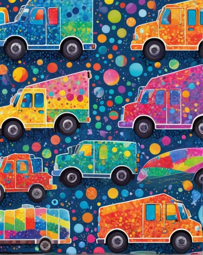 hippie fabric,seamless pattern,delivery trucks,campervan,vwbus,vanagon,trucks,day of the dead truck,scrapbook paper,camper van,seamless pattern repeat,wrapping paper,ice cream van,travel trailer poster,food truck,van,retro pattern,christmas wrapping paper,eurovans,painting pattern,Conceptual Art,Daily,Daily 31