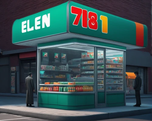 convenience store,deli,e-gas station,gas-station,eleven,supermarket,slurpee,store icon,electric gas station,gas station,liquor store,grocery,store front,store,shopkeeper,grocery store,storefront,store fronts,candy store,clerk,Conceptual Art,Sci-Fi,Sci-Fi 07