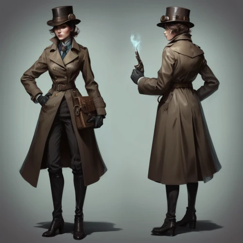 trench coat,overcoat,victorian fashion,frock coat,long coat,inspector,imperial coat,old coat,detective,steampunk,gentleman icons,the hat-female,female doctor,investigator,suit of spades,winter clothing,coat,coat color,victorian style,vesper,Conceptual Art,Fantasy,Fantasy 06