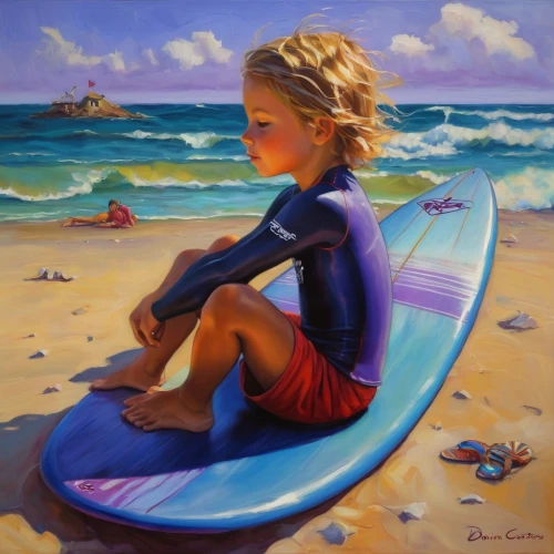 relaxed young girl,beach landscape,girl on the dune,girl sitting,la violetta,carol colman,oil painting,oil painting on canvas,carol m highsmith,sailing blue purple,young girl,painting technique,art painting,bora french,girl with bread-and-butter,little girl in wind,girl with a dolphin,italian painter,sea breeze,lan thom,Illustration,Realistic Fantasy,Realistic Fantasy 30