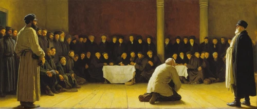 contemporary witnesses,carmelite order,sermon,eucharist,pentecost,the conference,church painting,priesthood,preachers,the abbot of olib,twelve apostle,communion,holy supper,mitzvah,holy communion,clergy,benediction of god the father,monks,benedictine,carthusian,Art,Classical Oil Painting,Classical Oil Painting 20