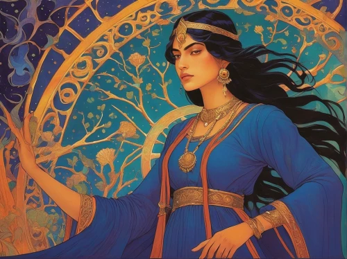 radha,jaya,yogananda,indian art,krishna,sari,yogananda guru,tarhana,ramayan,zoroastrian novruz,iranian nowruz,persian,persian poet,jasmine,lakshmi,ramayana,indian woman,assyrian,jasmine blue,anahata,Illustration,Retro,Retro 07