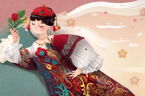 hanbok,retro christmas lady,russian folk style,geisha girl,folk costume,iranian nowruz,fashion illustration,folk costumes,mukimono,coffee tea illustration,peking opera,oriental princess,geisha,christmas woman,flamenco,oriental girl,traditional costume,taiwanese opera,kimono fabric,miss circassian,Game Scene Design,Game Scene Design,Cute Style