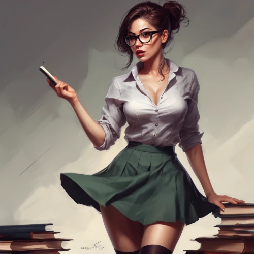 librarian,bookworm,girl studying,schoolgirl,reading glasses,tutor,school skirt,nerd,scholar,geek pride day,book glasses,geek,school uniform,reading,secretary,study,pencil skirt,teacher,student,coffee and books,Conceptual Art,Fantasy,Fantasy 06