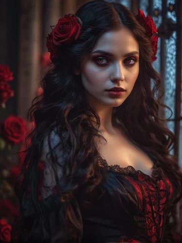gothic woman,gothic portrait,red roses,red rose,vampire woman,gothic fashion,romantic rose,with roses,vampire lady,queen of hearts,rosa,victorian lady,scent of roses,wild roses,porcelain rose,black rose,winter rose,rosa 'the fairy,scarlet witch,rosebushes,Photography,General,Cinematic
