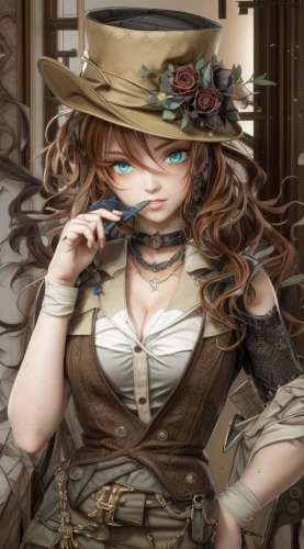 steampunk,poker primrose,hatter,the hat-female,victorian lady,vanessa (butterfly),apothecary,brown hat,venetia,victorian style,steampunk gears,the hat of the woman,straw hat,watchmaker,librarian,hat,smoking girl,country dress,masquerade,black hat