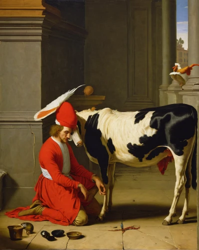 oxen,holstein-beef,red holstein,agriculture,holstein,ruminants,bellini,yoghurt production,dairy cow,ruminant,milker,holstein cow,orientalism,two cows,matador,bougereau,woman eating apple,partiture,cheesemaking,veal,Art,Classical Oil Painting,Classical Oil Painting 33