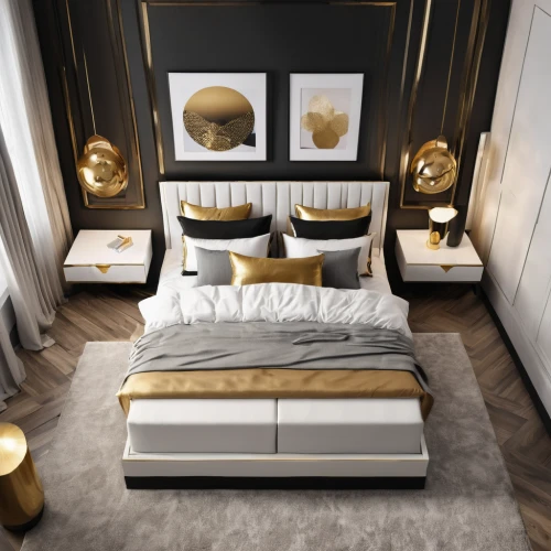 gold wall,gold lacquer,gold paint stroke,luxurious,modern room,gold stucco frame,modern decor,black and gold,luxury,gold paint strokes,great room,gold foil corner,luxury home interior,gold color,guest room,sleeping room,gold leaf,3d rendering,crown render,gold and black balloons,Photography,General,Realistic